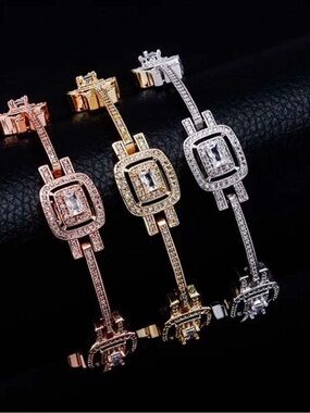 Gold Elegant Unisex Crystal Accent Bracelet